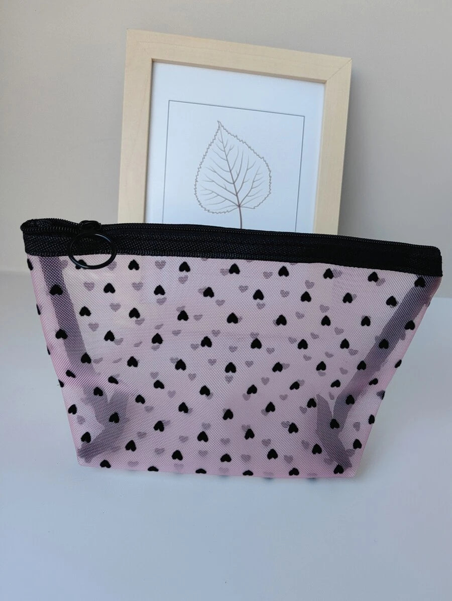 Heart Print Makeup Bag