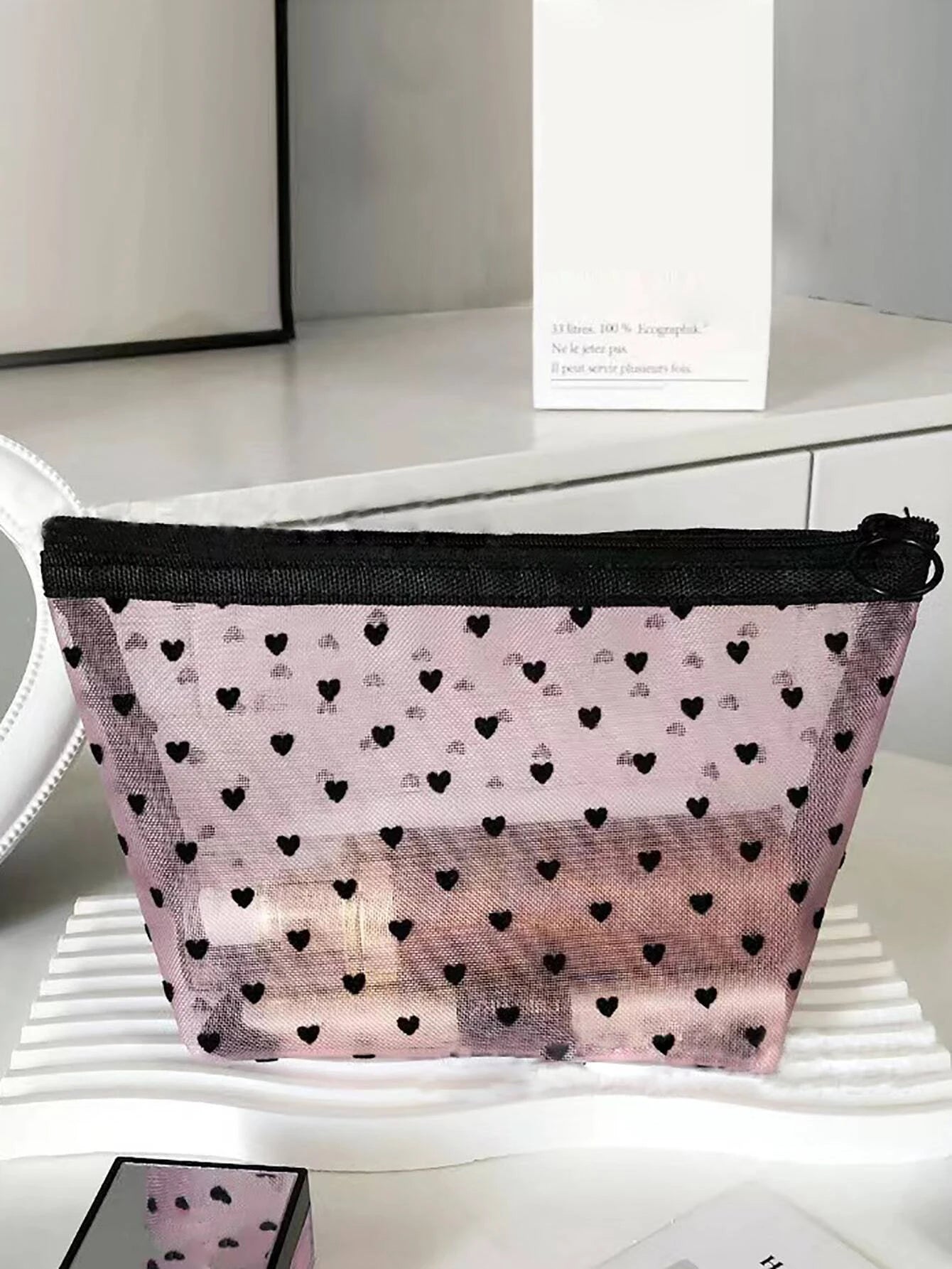 Heart Print Makeup Bag