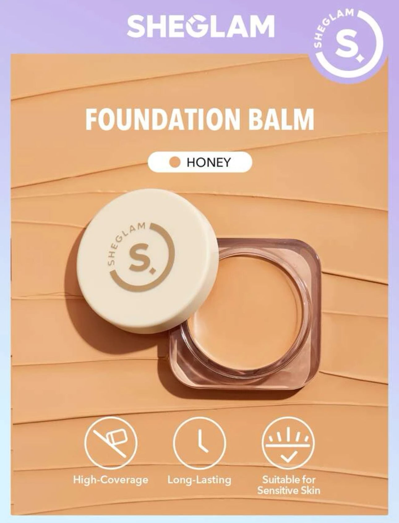 SHEGLAM Full Coverage Foundation Balm-Honey Long Lasting Flawless Moisturizing