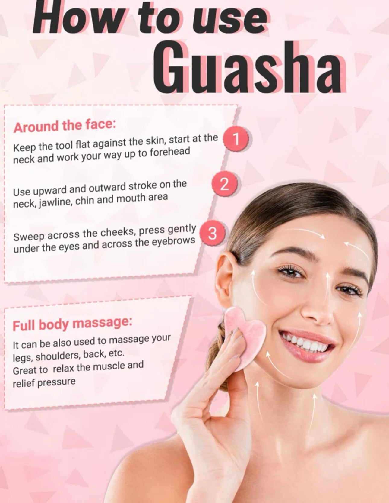 1pc Facial Roller Massager & 1pc Gua Sha Board