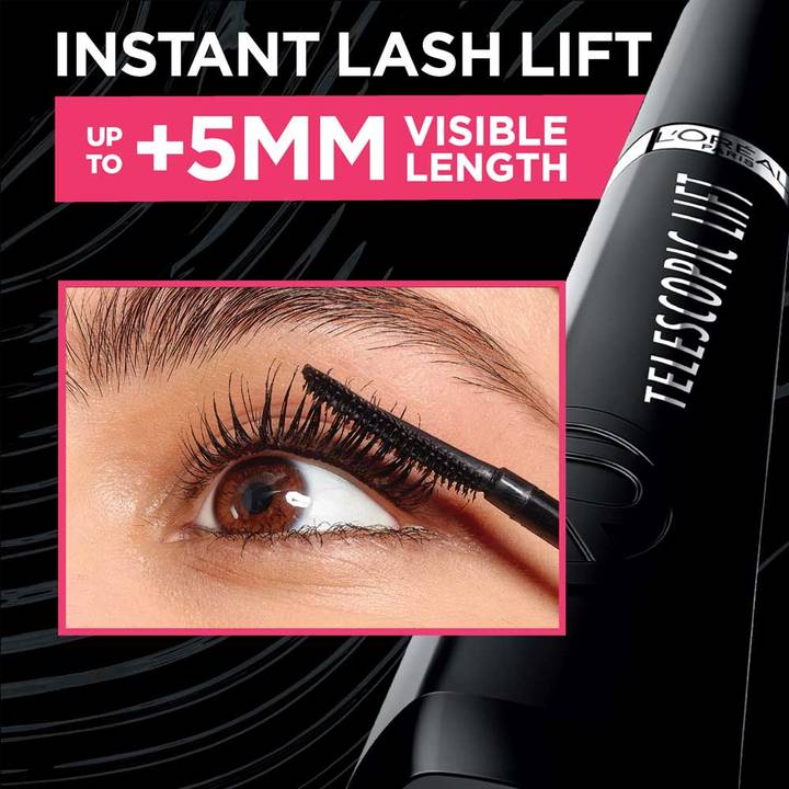 L’Oréal Paris Telescopic Lift Washable Mascara, Lengthening and Volumizing, Lash Lift with Up to 36HR Wear