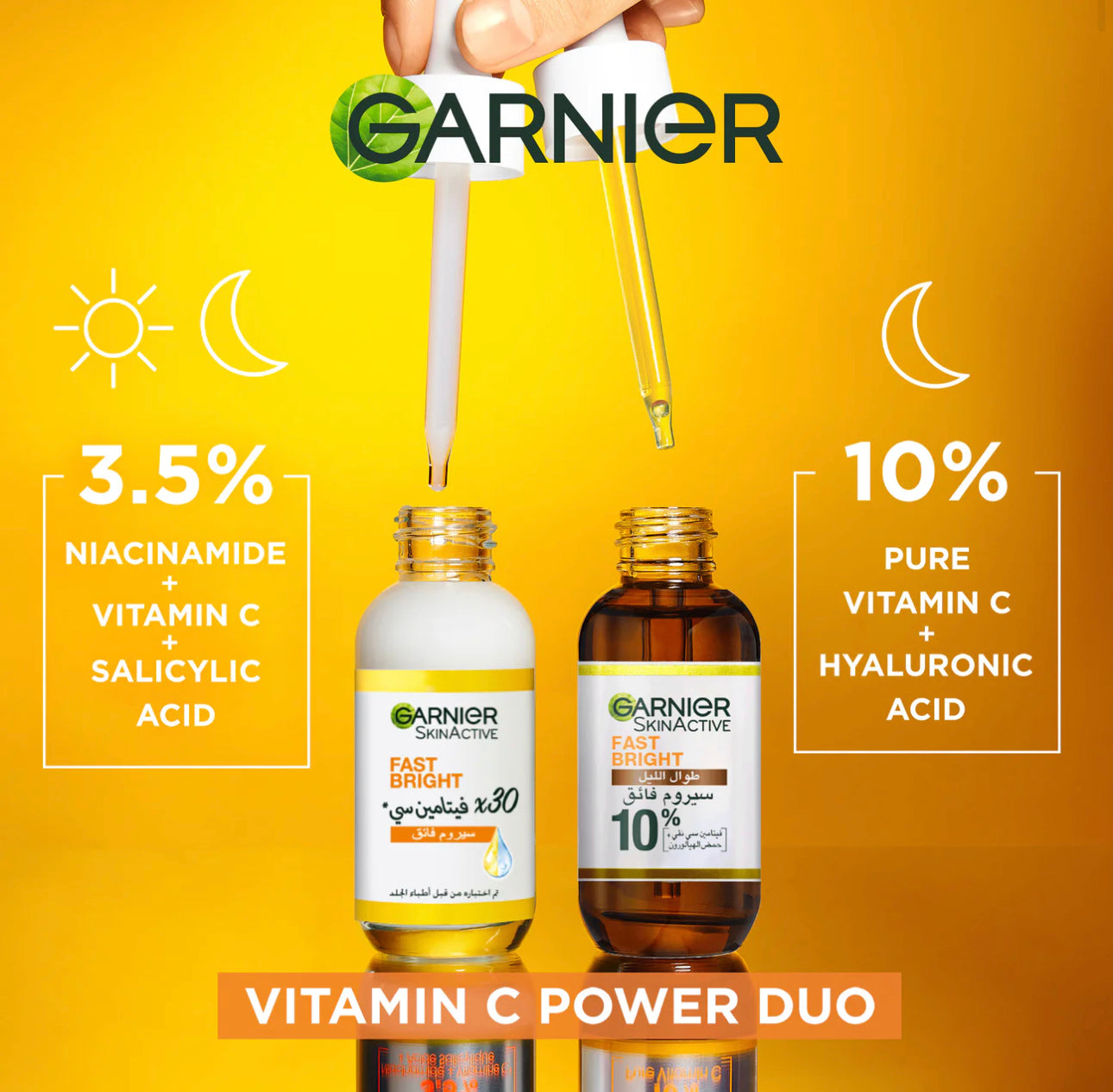 Garnier Fast Bright 10%, Pure Vitamin C & Hyaloronic Acid - Brightening Night Serum