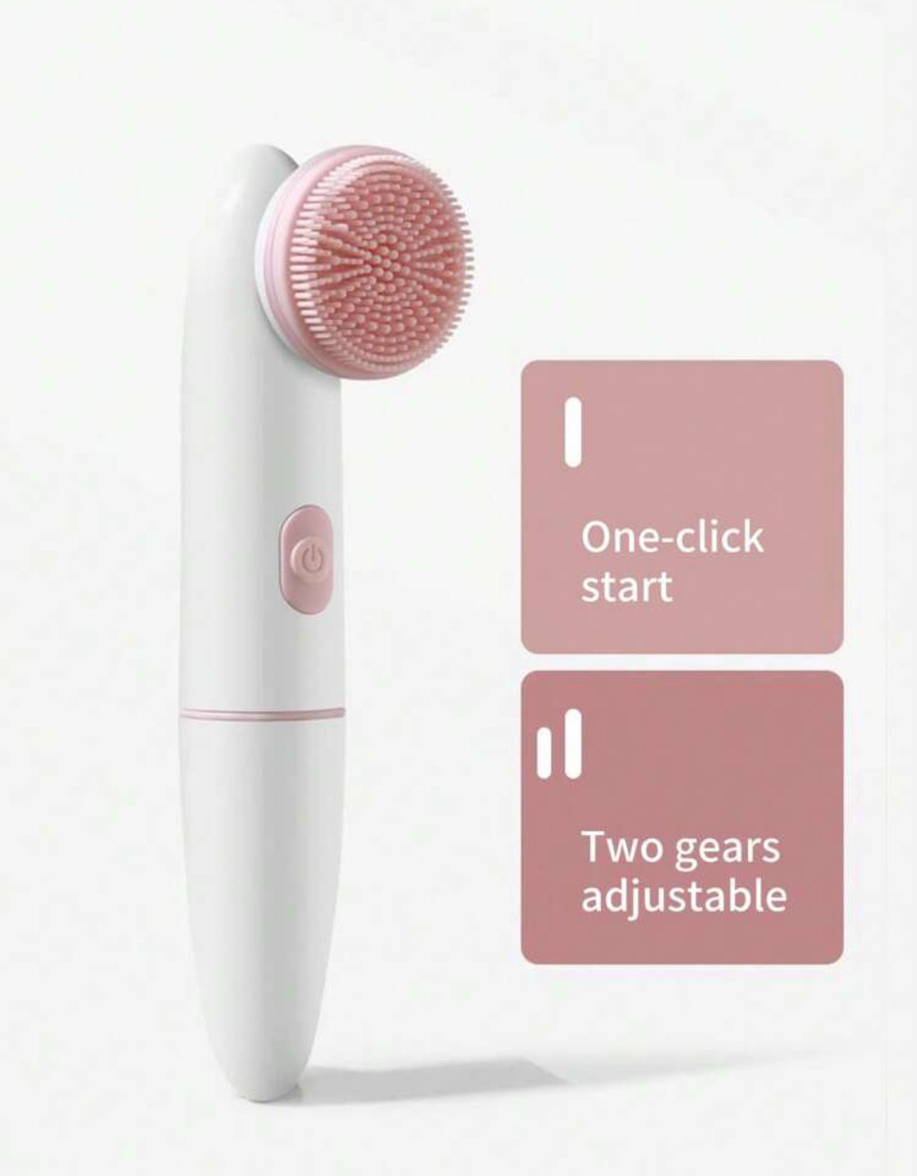 1pc 2 In 1 Electric Facial Cleansing Brush Silicone Rotating Face