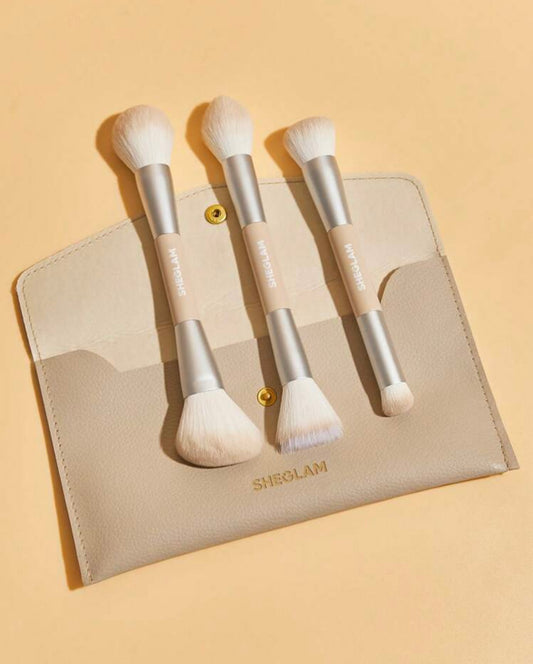 SHEGLAM Glam 101 Face Essentials Brush Set With Bag Synthetic Portable Makeup