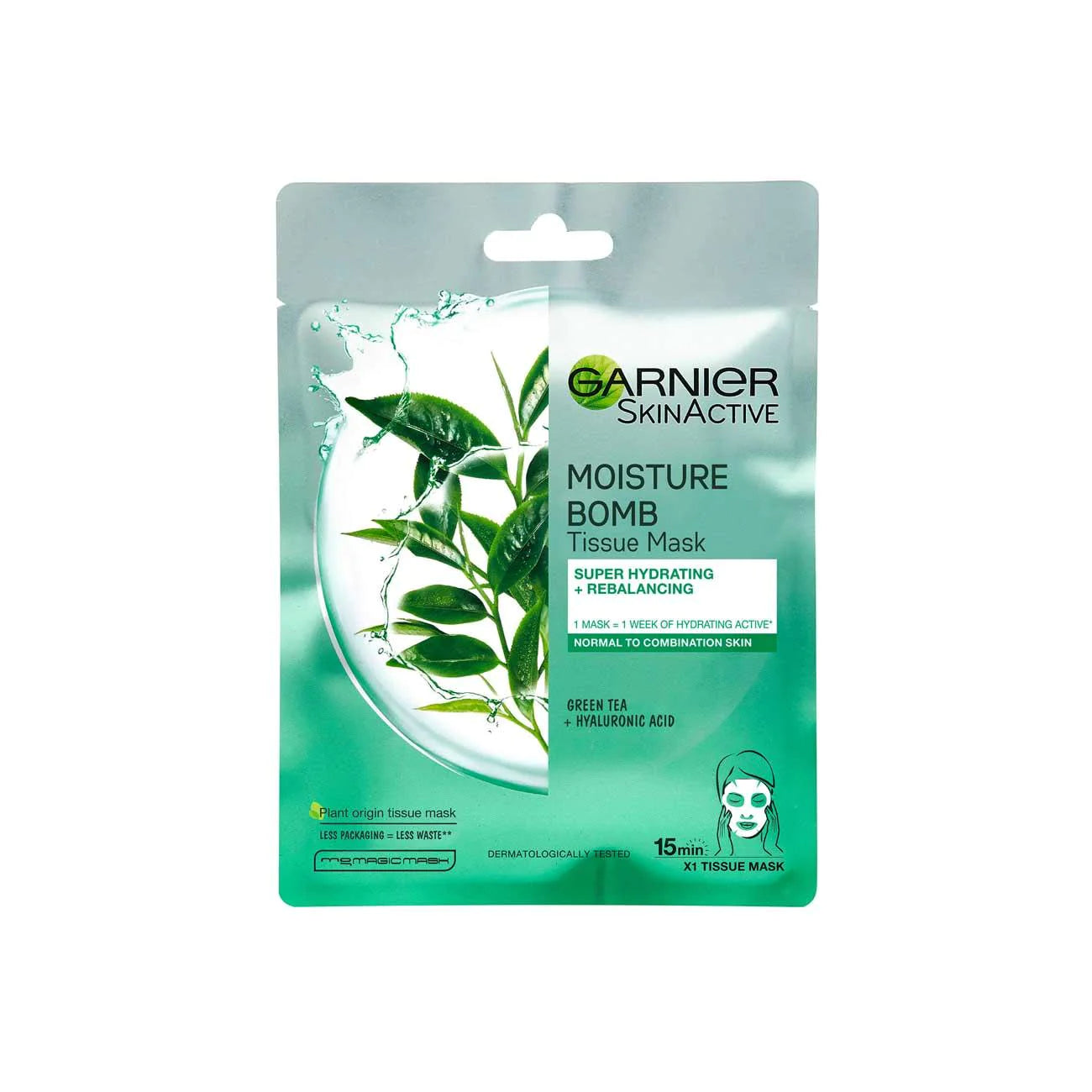 Garnier Hydra Bomb Green Tea Super-Hydrating & Rebalancing Tissue Mask for Normal to Combination Skin